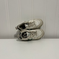 VEJA V-12 White Green Leather Low Top Lace-Up Kids Sneakers US 12.5 EU 30
