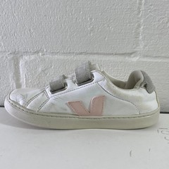 Veja Esplar Pink White Leather Double Strap Little Girls Size 2 US/1.5 UK