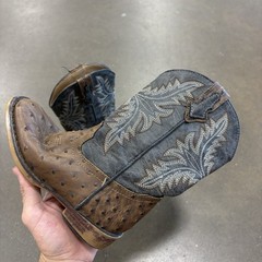 Roper Bumps Ostrich Print Embroidered Square Toe Pull On Cowboy Youth Boys 11