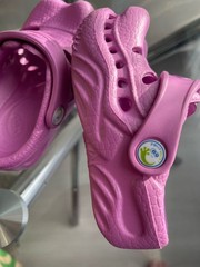 Polliwalks Size 6 Toddler Little Kid Croc Foot Printer Clog Bubblegum Purple