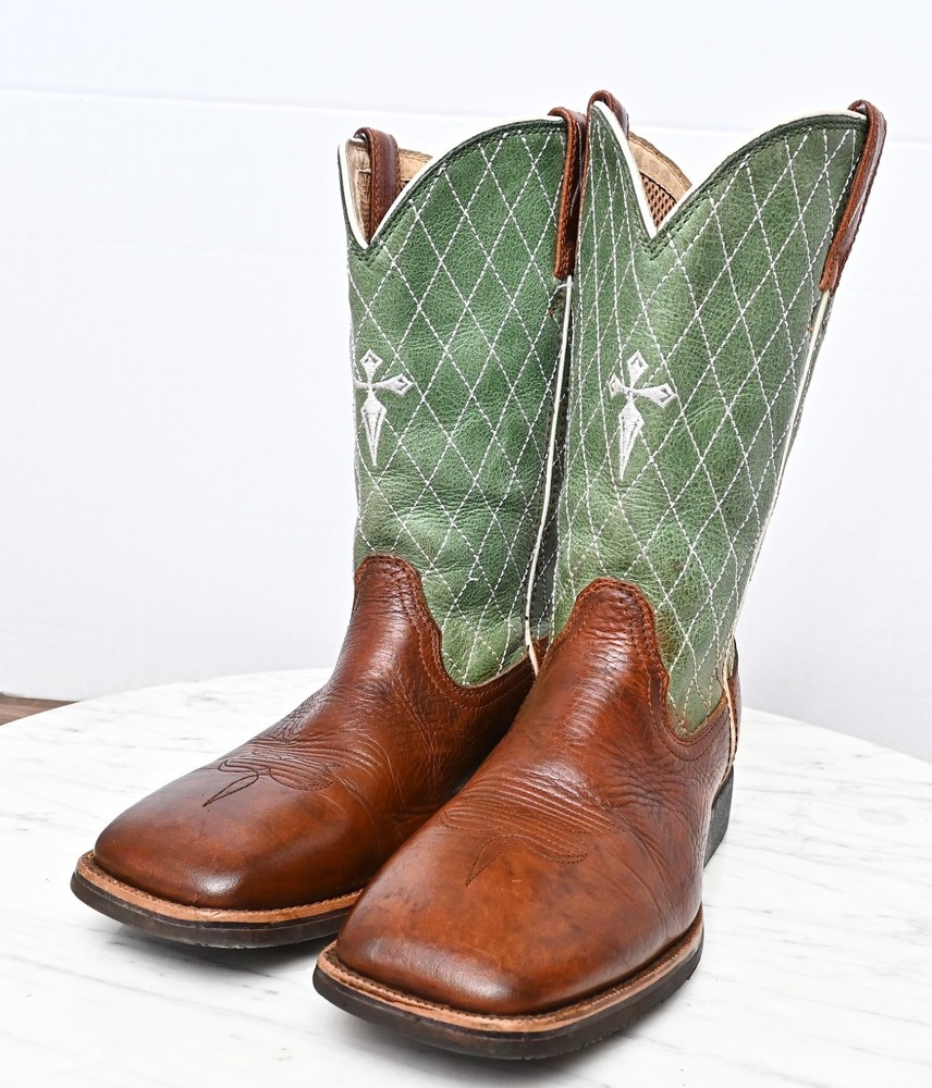 Twisted X YCW0002 Square Toe Leather Riding Western Boots Youth Sz 4