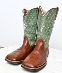 Twisted X YCW0002 Square Toe Leather Riding Western Boots Youth Sz 4