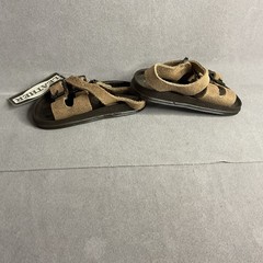 Small Car Brown Leather Strappy Sandals for Unisex Kids Buckle Size 2