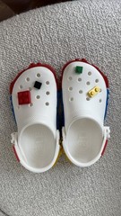 Crocs LEGO Creativity Clogs in white, featuring primary-colored