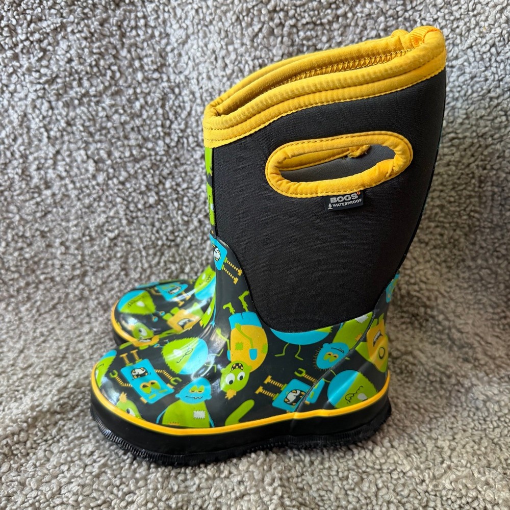 NWOB Bogs Kids Monster Print Cold Weather Rain Snow Waterproof Boots Sz US 10