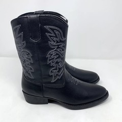Deer Stags Ranch Cowboy Boots Black Big Kids/Youth SZ 6M Faux Leather NEW IN BOX