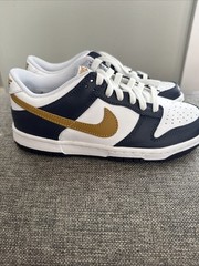Nike Dunk Low White Wheat Midnight Navy Boys US 5 Uk 4.5 NOS
