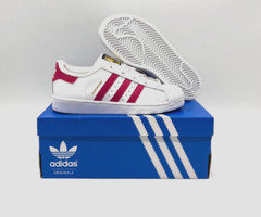 adidas Superstar C White w/ Pink Shell Toe Kids Sneakers BA8382