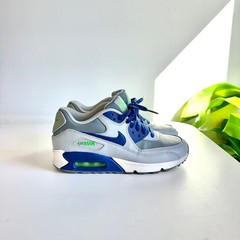 Nike Air Max 90 Wolf Grey Deep Royal Blue Electric Green 724821-005 Kids 6Y
