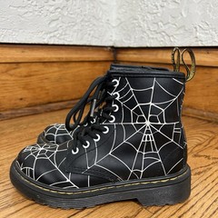 Dr. Martens 1460 Skull Web Leather Lace Up Zipper Side Boots Youth Size US 13