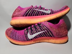 Nike Free RN Flyknit Shoes Youth 5Y Pink Running Athletic Sneakers 834363-601
