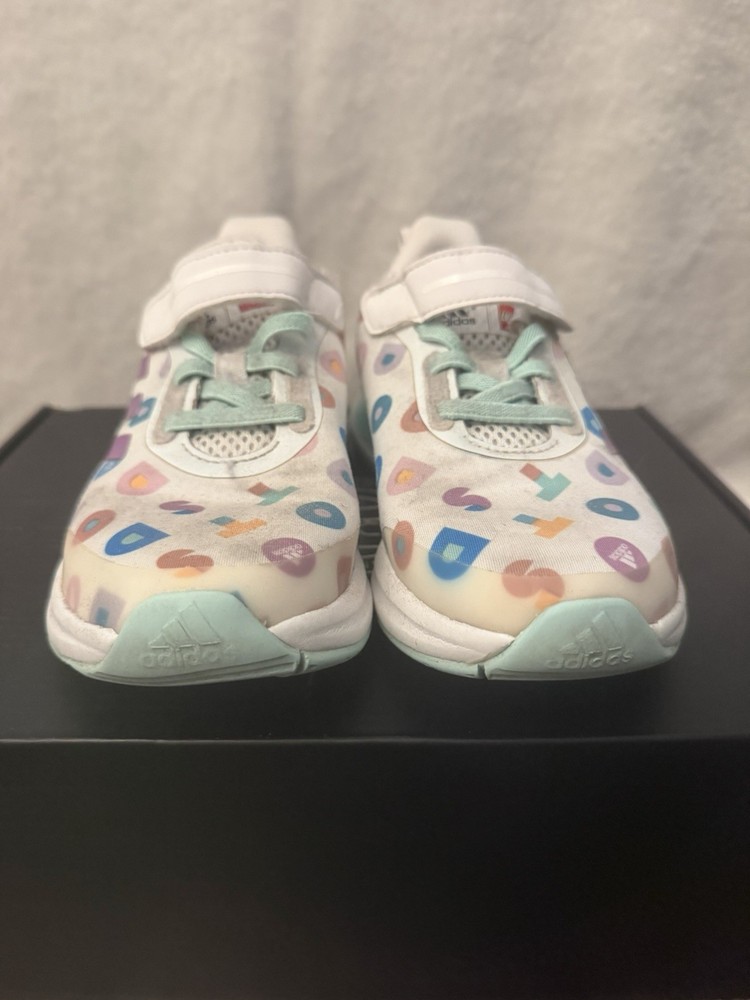 adidas White Multicolor Geometric Sneaker Hook & Loop Unisex Kids US 13K