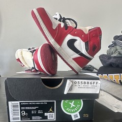 Jordan 1 Retro High OG (TD) Toddler Sneaker US 9C Red White Black FD1413-612