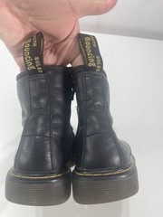Dr Martens Black Leather Lace Up Boots Kid Youth Sz 1 Combat Ankle Grunge Biker
