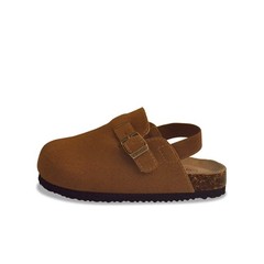 Toddler Kids Suede Nonslip Clogs Adjustable Buckle Cork Footbed Back Strap Shoes