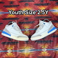 Jordan 3 Retro Lucky Shorts Summit White Blue Youth Size 2.5Y DM0966-101
