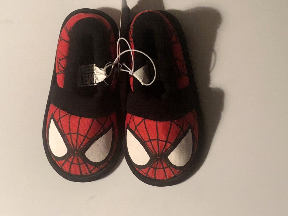 *MARVEL* SPIDERMAN SLIPPERS *TODDLER SZE SMALL ( 5-6 ) SPIDEY SLIP ON SHOES *