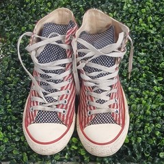 Converse All Star High Top Sneakers Red White Blue Canvas US 8 American Flag