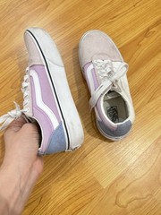 VANS Old Skool Teens Low Top Suede Sneakers Lace Up Purple White Blue