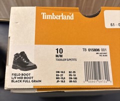 TIMBERLAND Field Boot Black Full Grain Leather Mid Lace Sz 10 Toddler