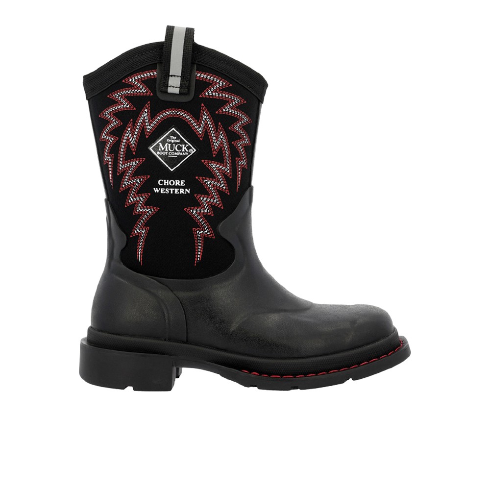 Muck Boot Chore Western Round Toe Pull On Boys Black Casual Boots MCHWC02