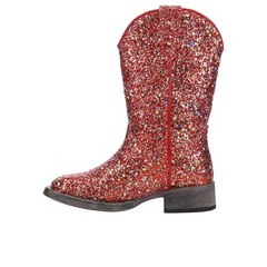 Roper Glitter Galore Square Toe Pull On Cowboy Toddler Girls Red Casual Boots 0