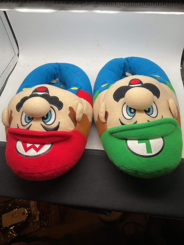 Super Mario Bros Mario & Luigi Slip On Slippers – Youth Size 13-1