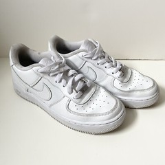 Nike Air Force 1 Low All White Leather Sneakers Trainers Size 6Y