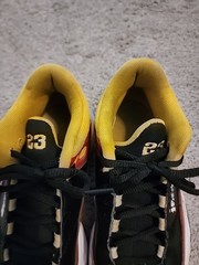Size 4Y (GS) – Air Jordan Max Aura Shoes Low Black Red Gold
