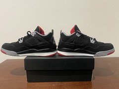Jordan Air Jordan 4 Retro PS Kids Sneaker 13.5 Black/Red/Gray Leather