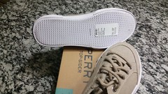 New Sperry Top Sider Kids Deckfin Junior Sneaker Khaki Chambray 13.5M