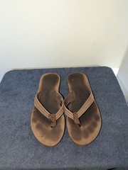 Rainbow Single Layer Sandals Kids Size 2-3 Brown Leather Slip On Thong