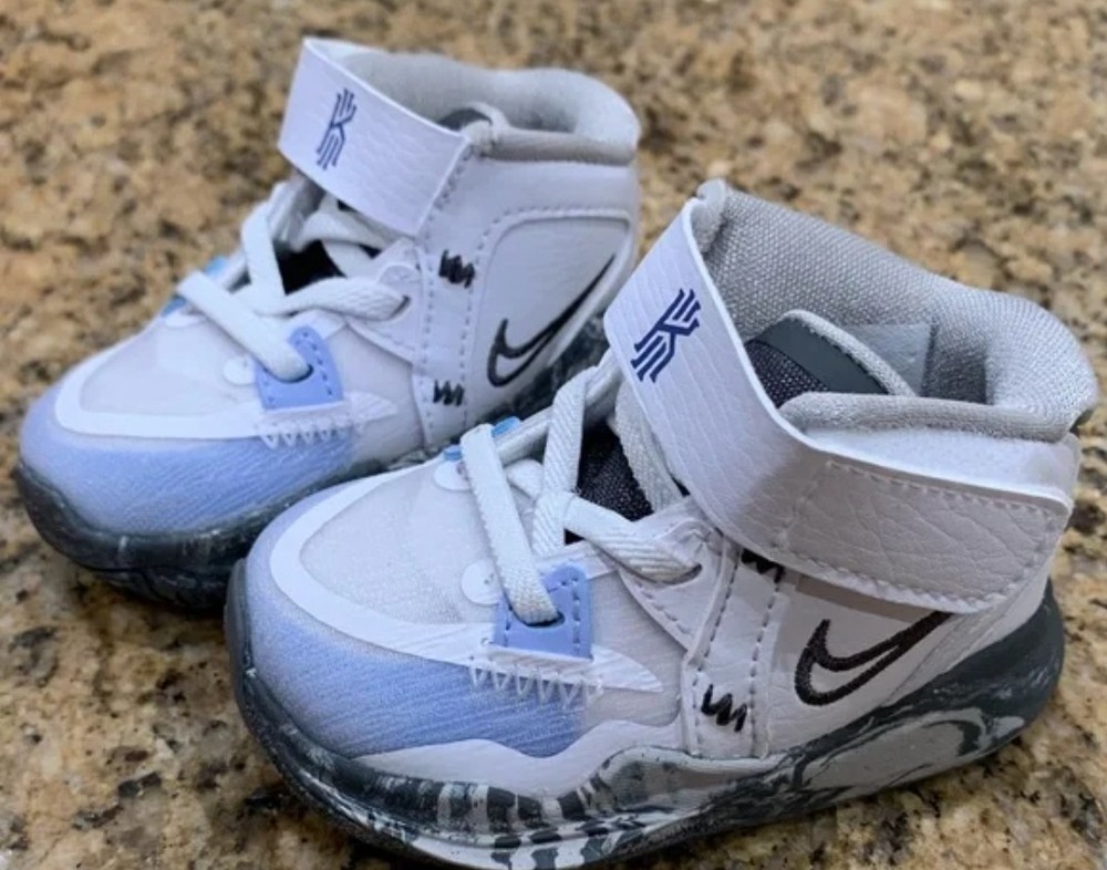 Nike Kyrie Infinity High Top White Blue Gray Unisex Kids Basketball Sneakers