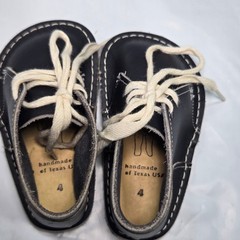 Preppy Boho Handmade of Tx USA Toddler Leather Desert Boots Navy Blue Sz 4 Shoes