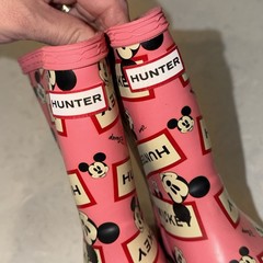 Hunter x Disney Mickey Mouse Rain Boots UK 8 US 10G Pink Wellies