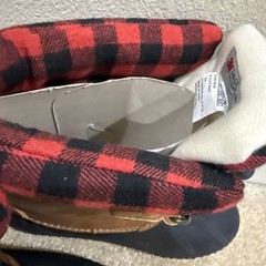 NEW! Gap Kids Lined Lace-Up Duck Boots Size 1/2 Black/Red Buffalo Check Thermal