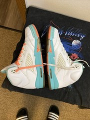 Air Jordan 5 Retro GS Light Aqua Style Sneakers Size 9Y #440892-100