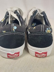 Vans Old Skool Black Smiley Face Floral Sneakers Youth Low Top Boys 3.5/Girls 5