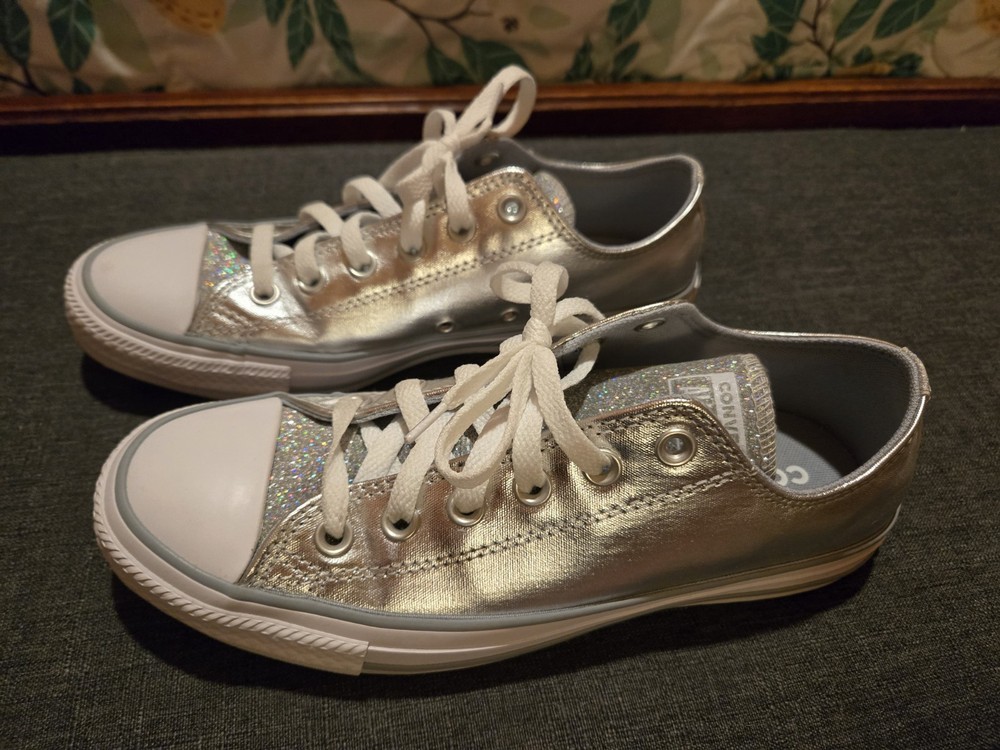 Converse Unisex Silver Metallic Glitter Low Top