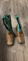 Cowboy Boots Brown Turquoise Leather