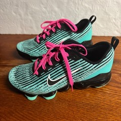 Nike Air VaporMax Flyknit 3 Kids Teal Black Pink AJ6900-300 Running Shoes