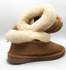Closed-back Sheepskin Slippers with Wedge Sole & Collar, Brand New from Spain.