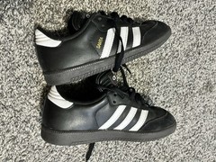 adidas Samba OG Sneaker Black White Leather Shoe Size 3 Unisex Big Kid Youth