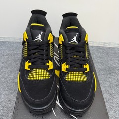 Nike Air Jordan 4 RetroThunder Black Suede Yellow Shoes 408452-017 Youth Size 6