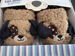 Kids Memory Foam Animal Slippers Teddy Bear Size Medium