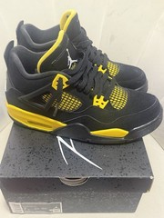 Nike Air Jordan 4 Retro Thunder Black Yellow 408452-017 GS Size 7Y Youth Size