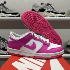 Nike Dunk Low (GS) White Pink Laser Fuchsia Sneaker Shoes FB9109-102 Size 5.5Y