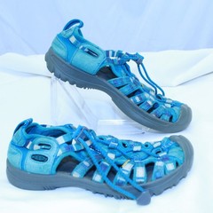 Keen Youth Size 2 Teal Blue White Whisper Hiking Trail Water Sport Shoes