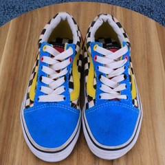 Vans Old Skool Colorshift MTV Pink/Blue/Yellow Checkerboard Low Shoes Kid Sz 12