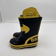 Batman Yellow & Black Rubber Pull On Rain Boots Toddler Size 7-8